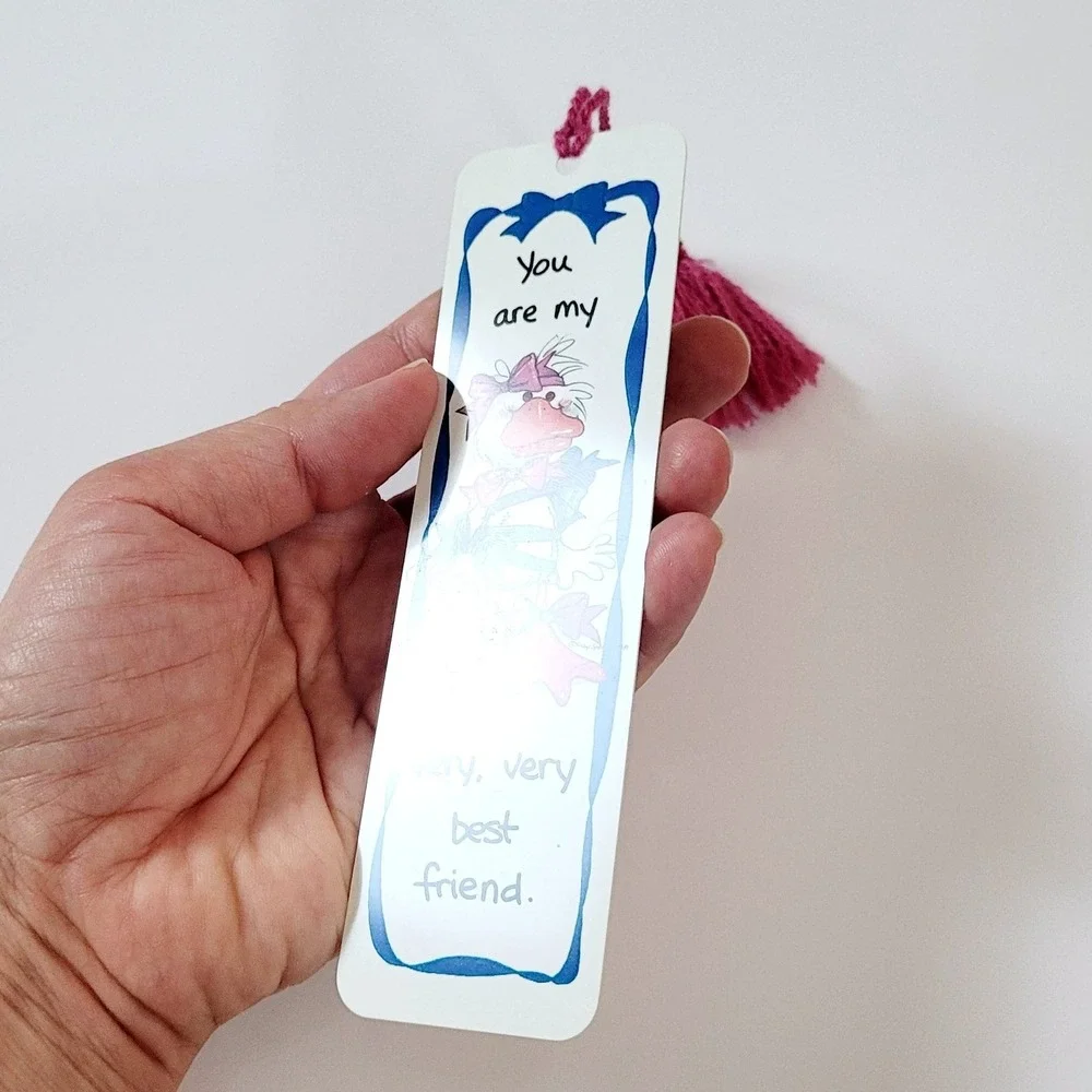 Vintage 80s Suzy's Zoo tassel Bookmark Best Friend Duck Goose- USA Artworks SZ10
